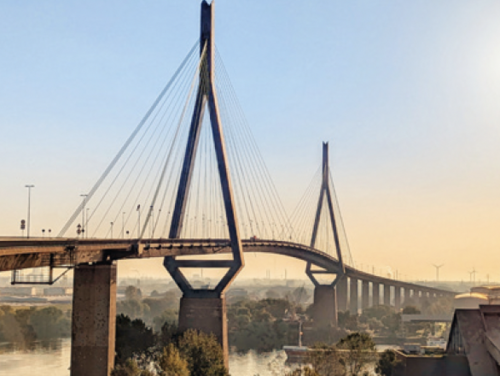 Die Köhlbrandbrücke in Hamburg.